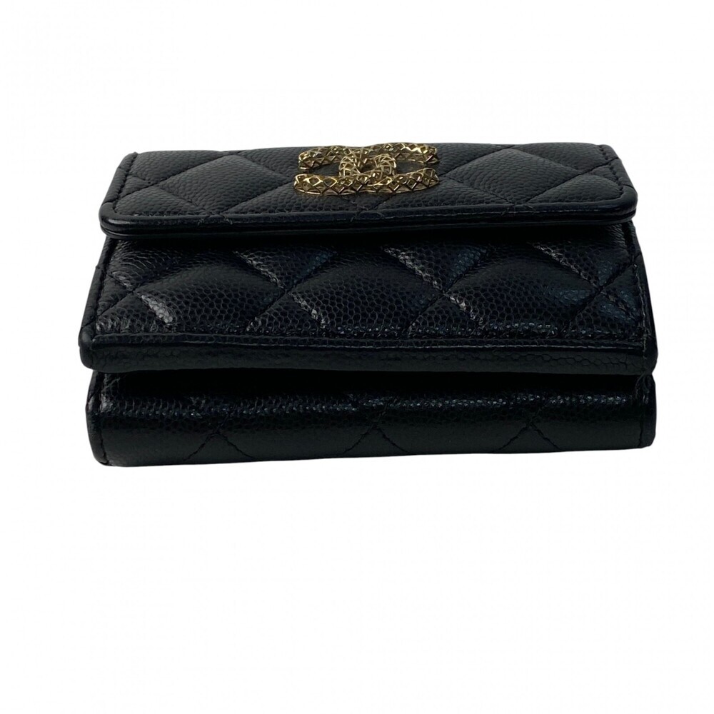 CHANEL Authentic Black Caviar Leather Logo Wallet - Picture 5 of 16